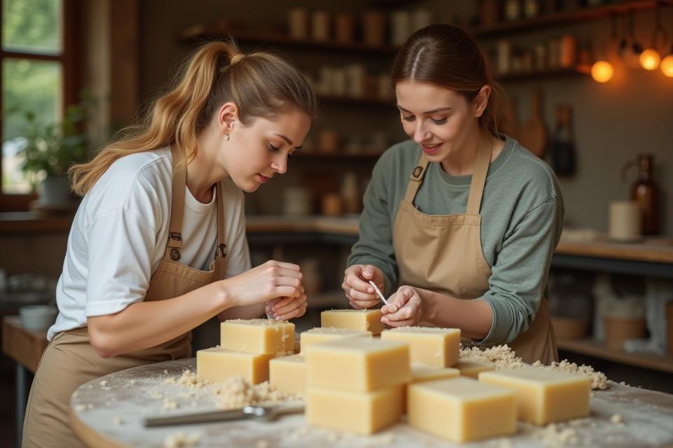 Hand Soap team making soap in a Berlin workshop